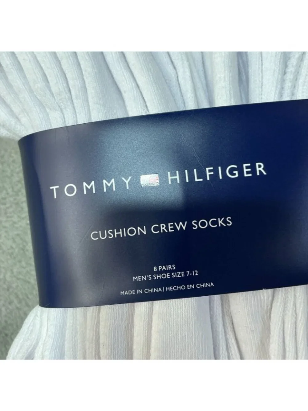 NWT Tommy Hilfiger Men's 7-12 White 8 Pairs Cushion Crew Socks